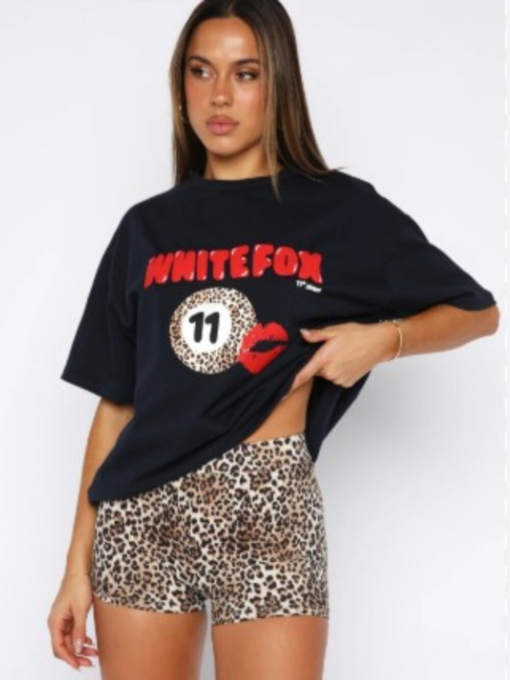 White Fox She's So Lucky Bike Shorts Leopard Splice XXXS